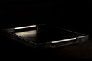 Black Faux Leather Service Tray – 16 x 20" with Anti-Fingerprint Handles
