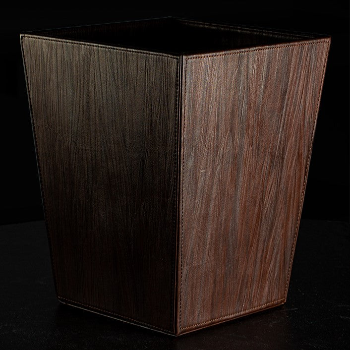 Brown Textured Wastebasket