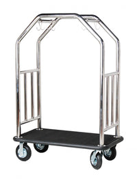 Estate Cart Stainless Steel with Black Carpet  2" Steel Tubing, 4 Double Garment Hooks