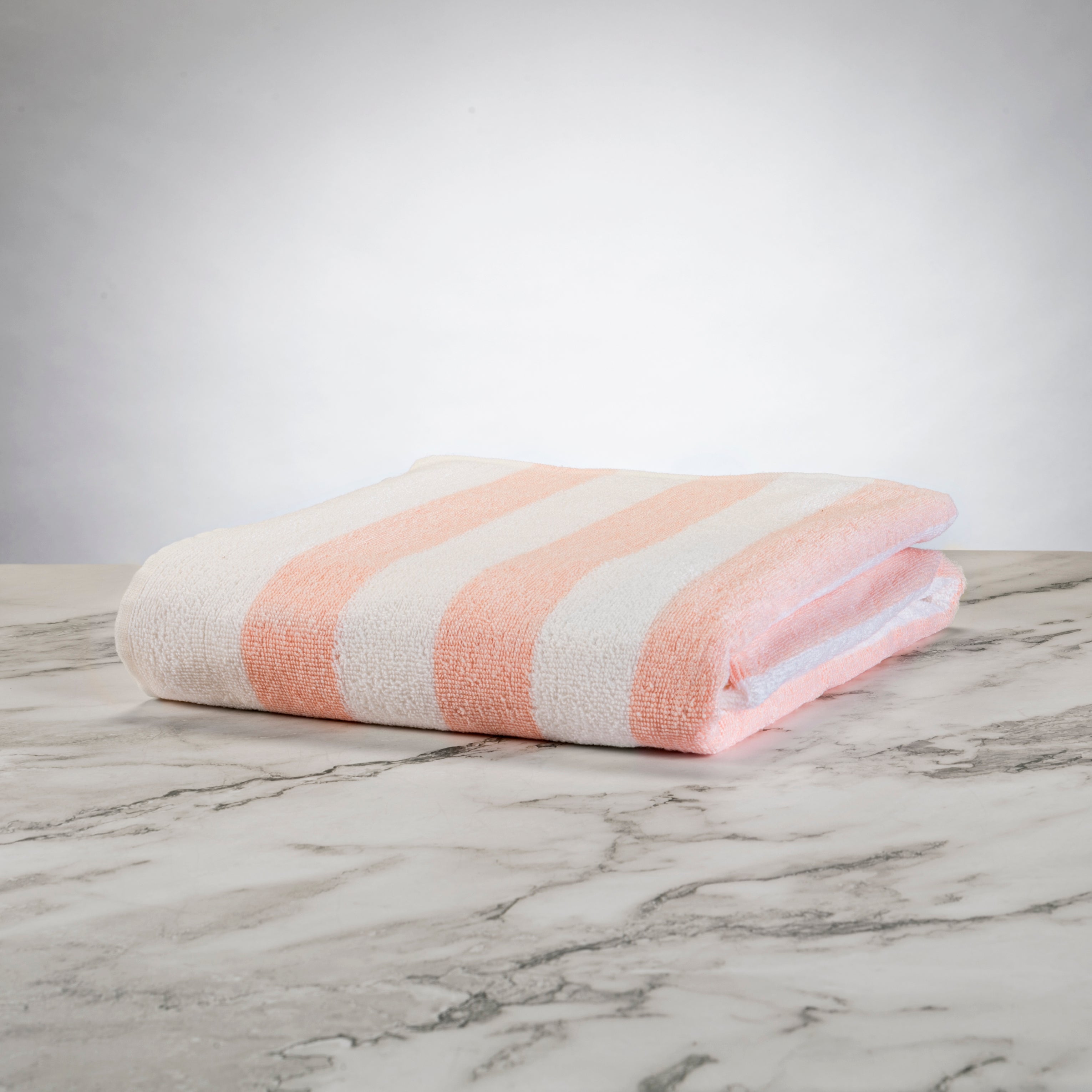 Pool Towel, 30"x70" 15#, Fibertone Cabana Stripe, 86% Ringspun Cotton Loops/14% Polyester, Peach