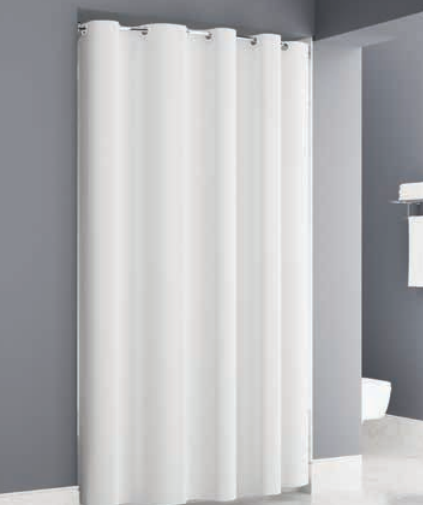 Gem Easy Hang White Shower Curtain 71x74 Hook White