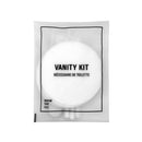 Vanity Kit - (3) cotton pads, (3) cotton swabs , 
(1) emery board in soft sachet with black print