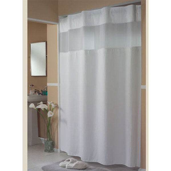 Mini Waffle 71"x77" Hookless® Fabric Shower Curtains, White