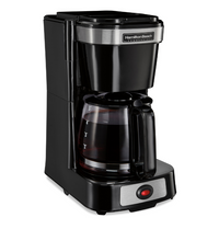 Coffeemaker, 4 Cup, Auto Shut Off, Swing Out/Lift Off Brew Basket, Black w/ Glass Carafe