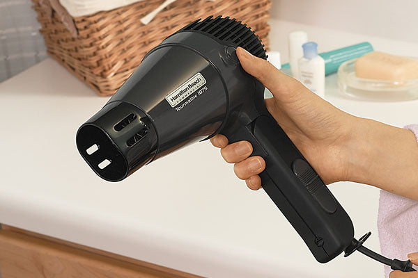 Hair Dryer 1875 Watt Dark Gray Retractable Cord Folding Handle Auto Shut Off