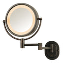 8", 5X-1X Halo Lighted Wall Mirror, Double Arm, Bronze