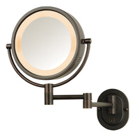 8", 5X-1X Halo Lighted Wall Mirror, Double Arm, Bronze