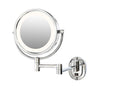 8", 5X,1X Halo Lighted Wall Mirror, Double Arm, Chrome