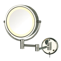 Mirror Wall Mounted Halo Lighted 8.5 Inch 8X-1X Extends 13.5 Inches Chrome