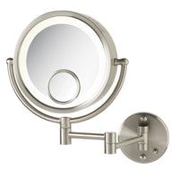 8.5", 7X-1X-15X Halo Lighted Wall Mirror, Nickel