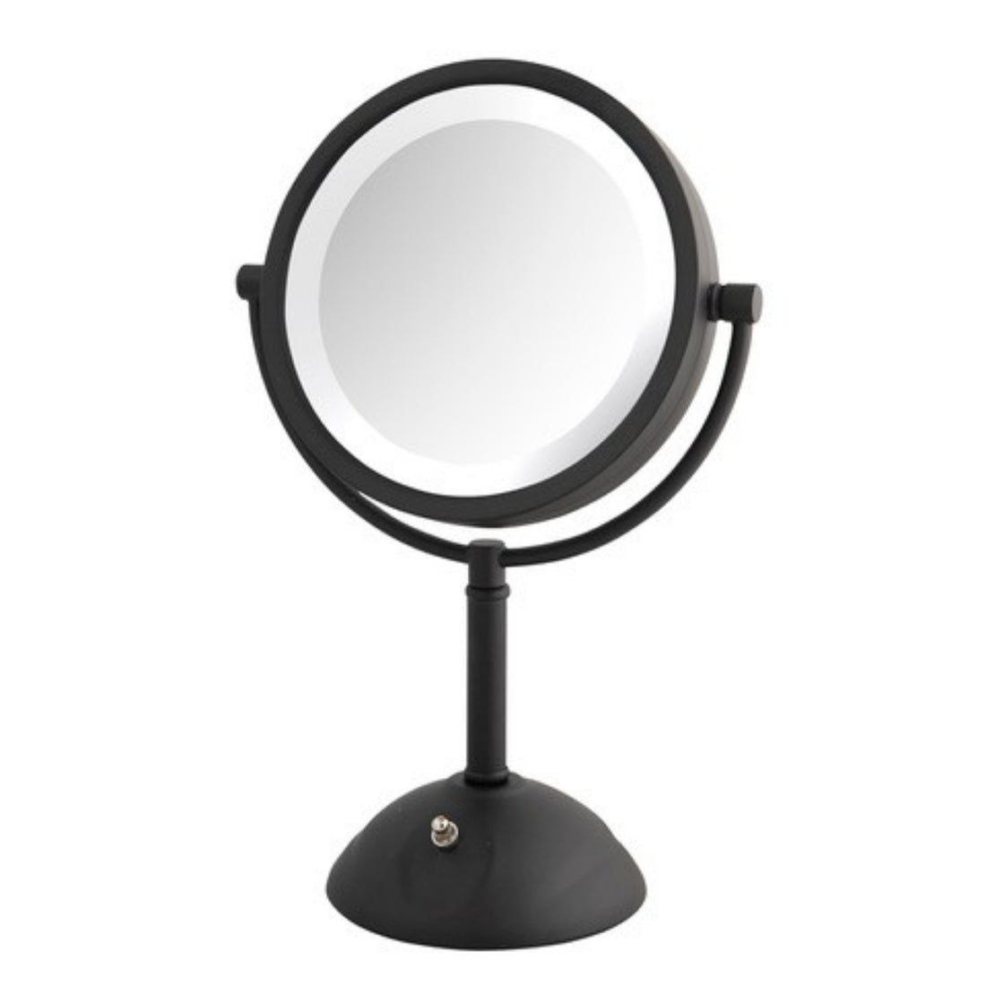 8.5", 8X-1X LED Lighted Table Top Mirror, Black, Height 16"