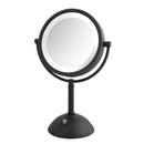 8.5", 8X-1X LED Lighted Table Top Mirror, Black, Height 16"