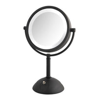 8.5", 8X-1X LED Lighted Table Top Mirror, Black, Height 16"