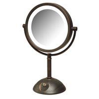 8.5", 8X-1X LED Lighted Table Top Mirror, Bronze, Height 16"