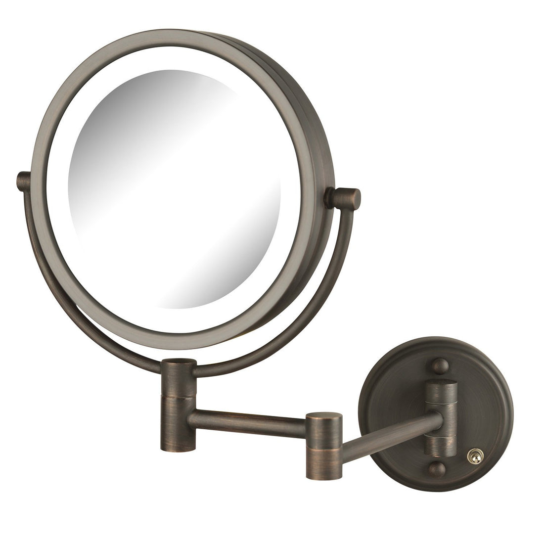 8.5", 8X-1X LED Lighted Wall Mirror, Extends 13.5", Bronze Finish,
