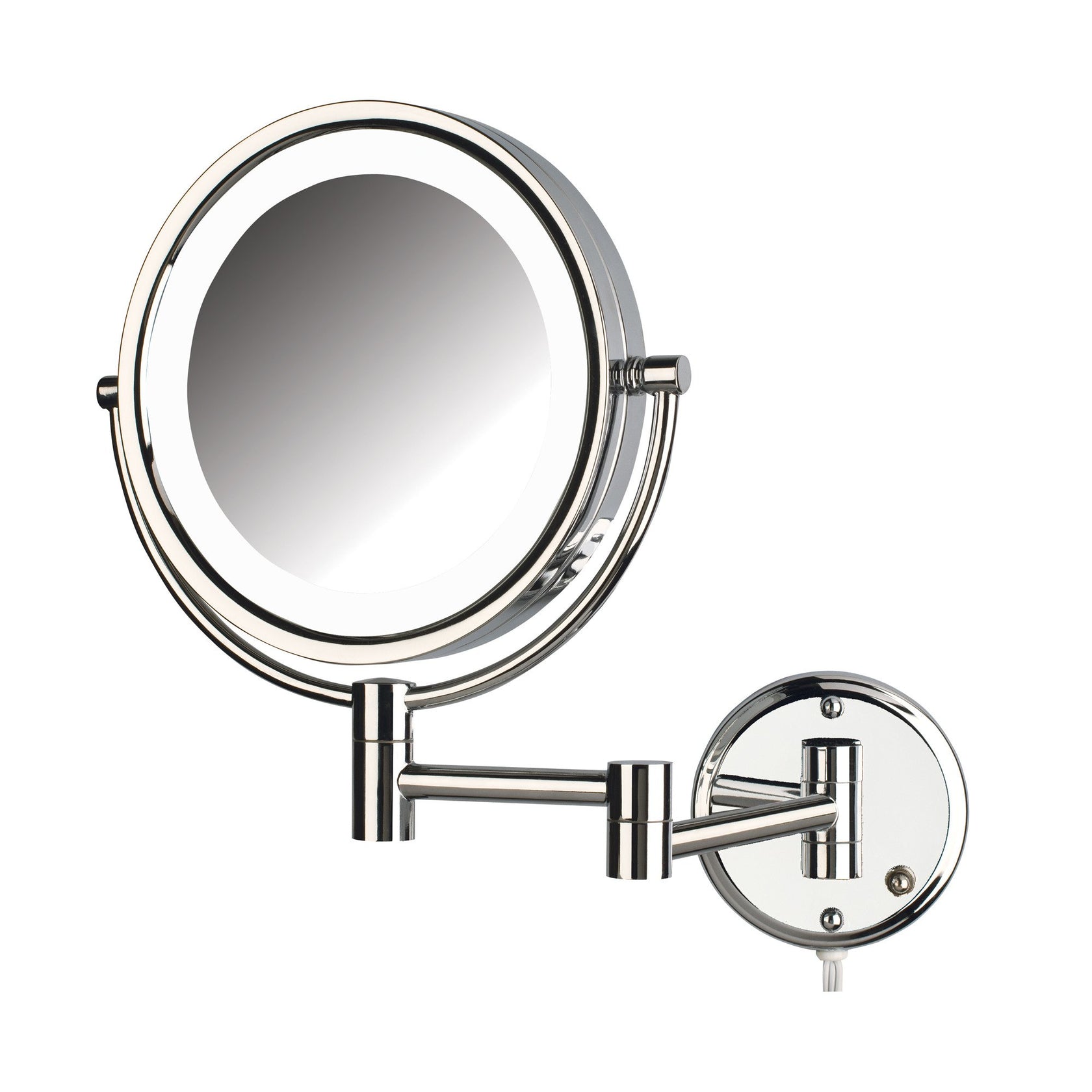 8.5", 8X-1X LED Lighted Wall Mirror, Extends 13.5", Chrome Finish