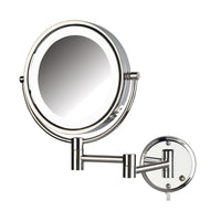 8.5", 8X-1X LED Lighted Wall Mirror, Extends 13.5", Chrome Finish