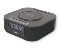 Pre-set Clock with Qi Wireless Charging, Bluetooth Speaker, Dual USB Fast Charging, and Single Day Alarm