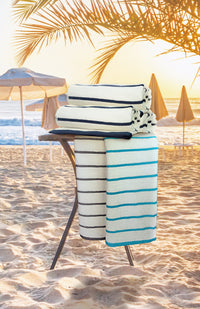Premium Horizontal Stripe, 90% Cotton/10% Polyester Dobby Twill Weave with 100% Ringspun Loops, Dobby Hemmed