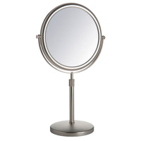 8.5", 5X-1X  Table Top Mirror, Nickel, Height Adjustable 16.5" to 21.5"