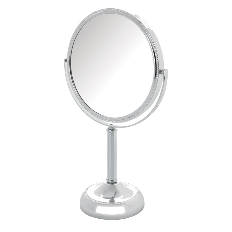 6", 10X-1X Table Top Mirror, Chrome, Height 11"