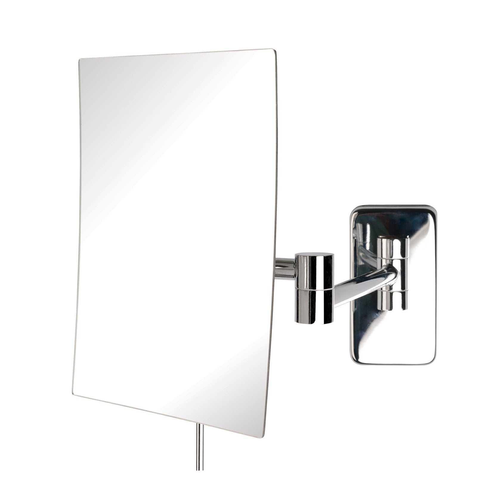6.5" x 8.75" Rectangular Wall Mounted Mirror, Extends 14", Chrome Finish