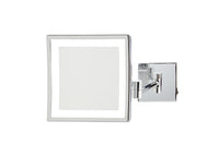8" x 8" 5X LED Lighted Wall Mount Mirror, Extends 16", Chrome