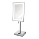 6.5" x 9", 5X,LED Lighted Table Top, Nickel, Height 17", AC Convenience Outlet