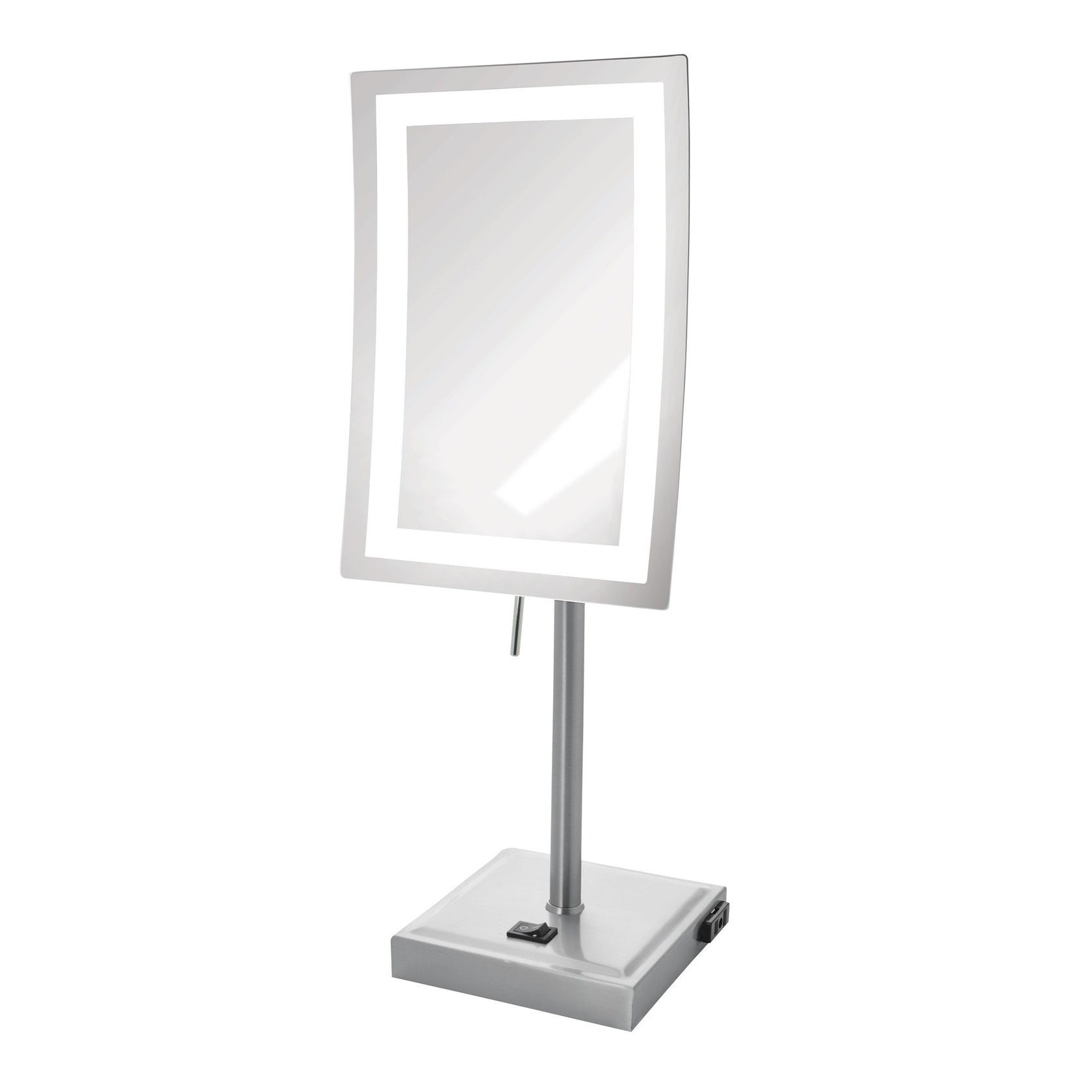 6.5" x 9", 5X,LED Lighted Table Top, Nickel, Height 17", AC Convenience Outlet