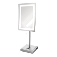 6.5" x 9", 5X,LED Lighted Table Top, Nickel, Height 17", AC Convenience Outlet