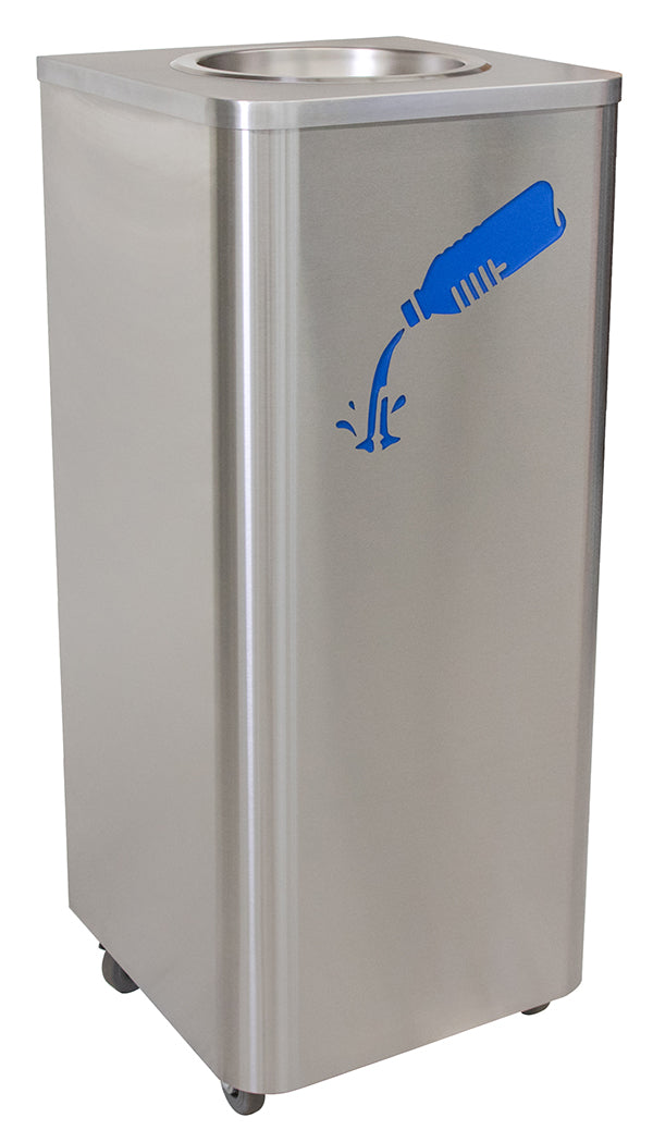 Liquids Disposal Receptacle, 10 gal, Stainless Steel with Casters