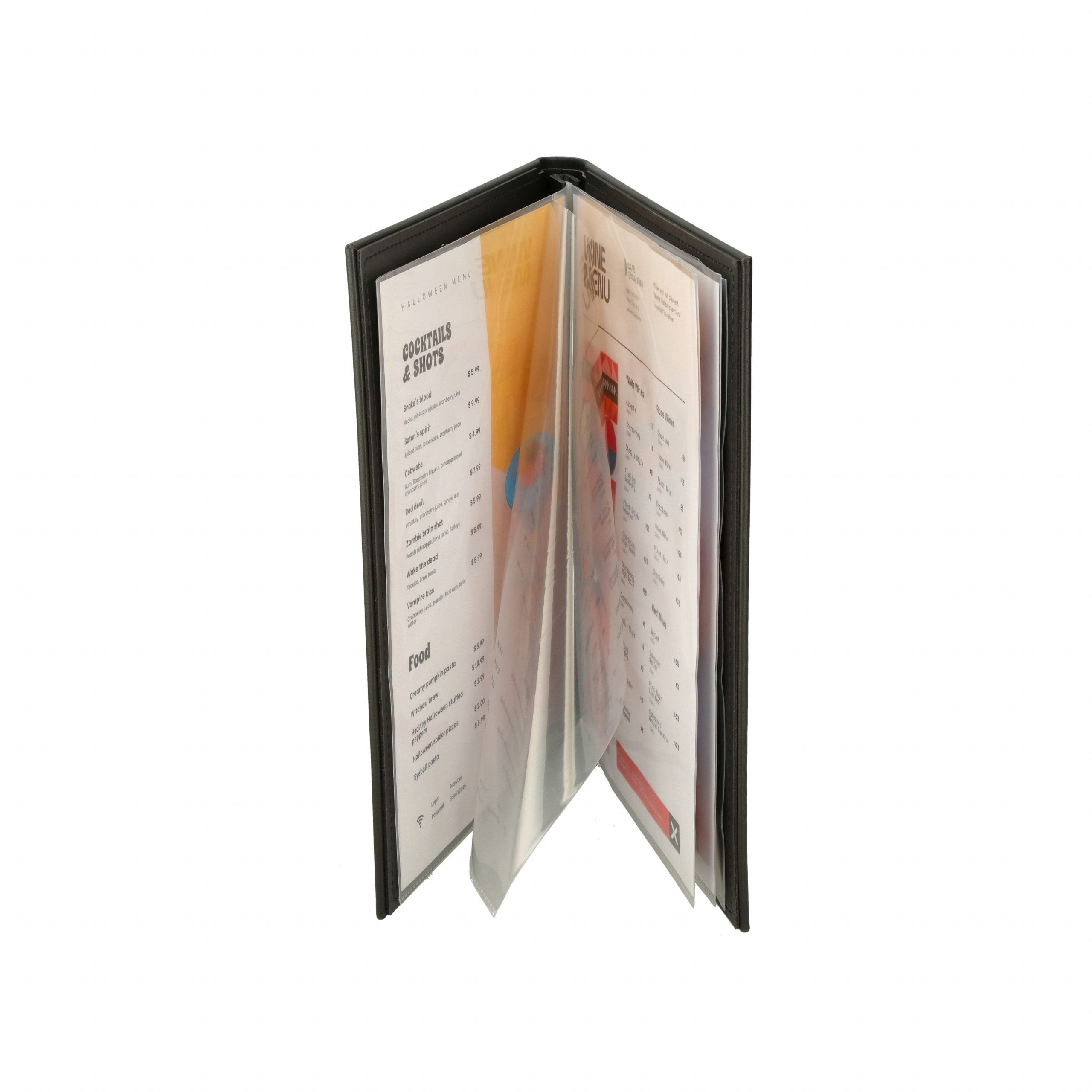 Premium Menu Cover, 8.5"x11" Paper (10 views), Faux Leather