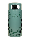 Nature Series Leaves Trash Unit, Steel, 33 Gal. Malachite