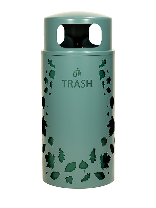 Nature Series Leaves Trash Unit, Steel, 33 Gal. Malachite
