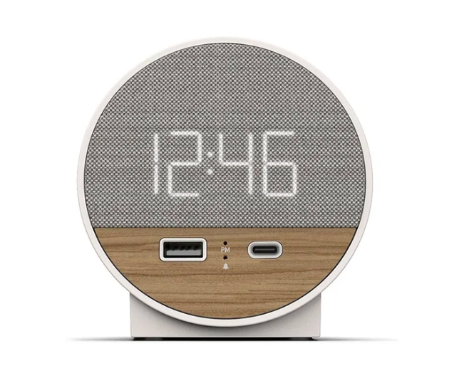 Station O- Alarm Clock, Walnut, Dual Charging Ports