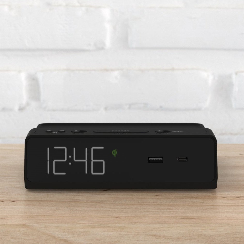 Station W - Alarm Clock, Qi Wireless Charging Pad, USB-C and USB-A