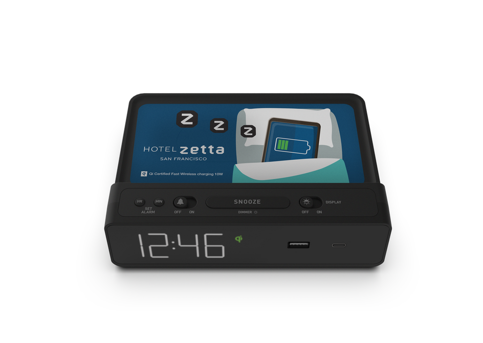 Station W - Alarm Clock, Qi Wireless Charging Pad, USB-C and USB-A