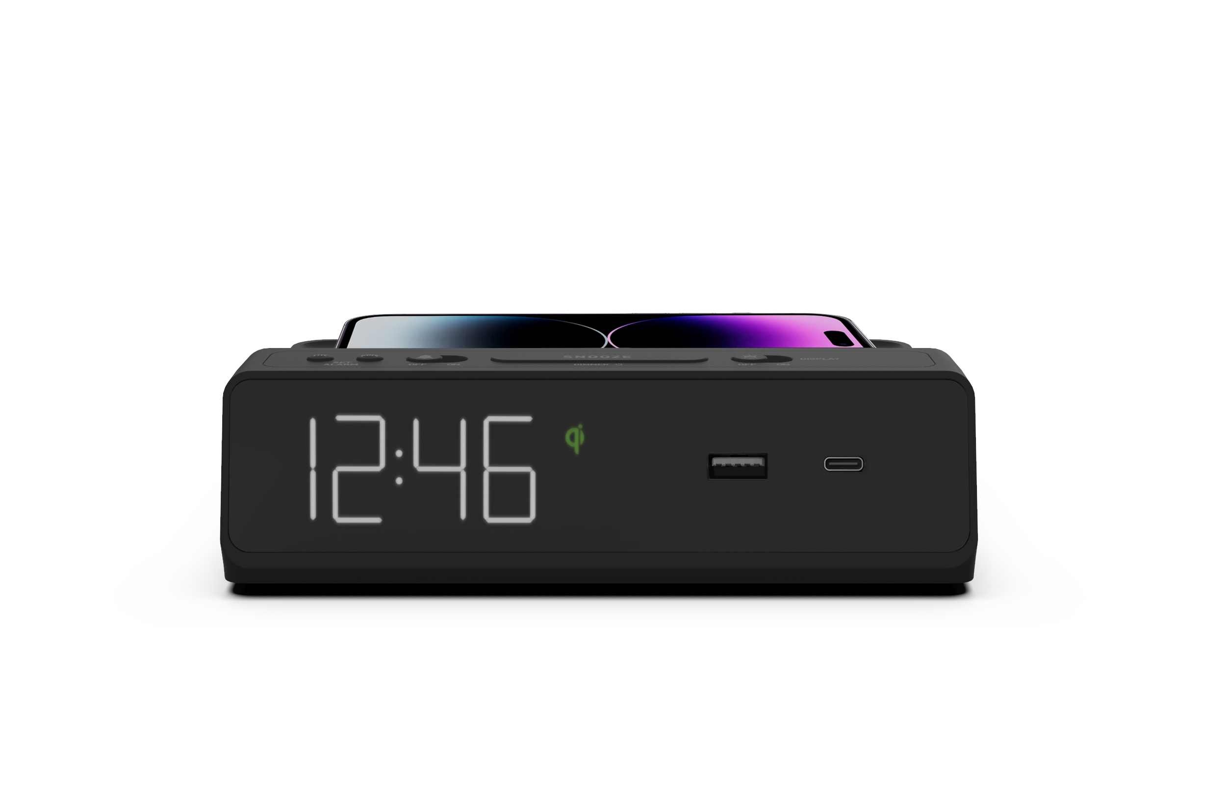 Station W - Alarm Clock, Qi Wireless Charging Pad, USB-C and USB-A