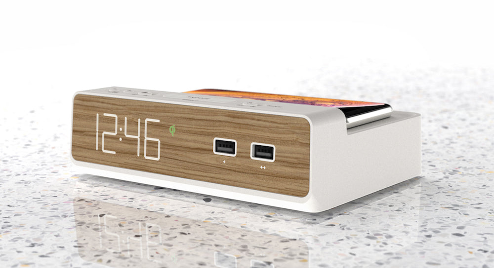 Station W - Alarm Clock, Qi Wireless Charging Pad, USB-C and USB-A