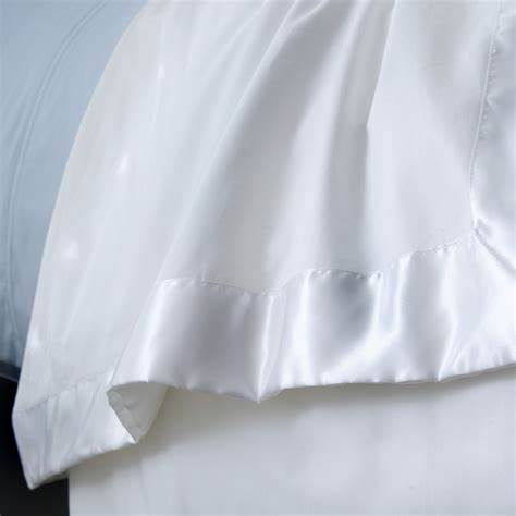 36"x50" White Blanket with White Satin Binding