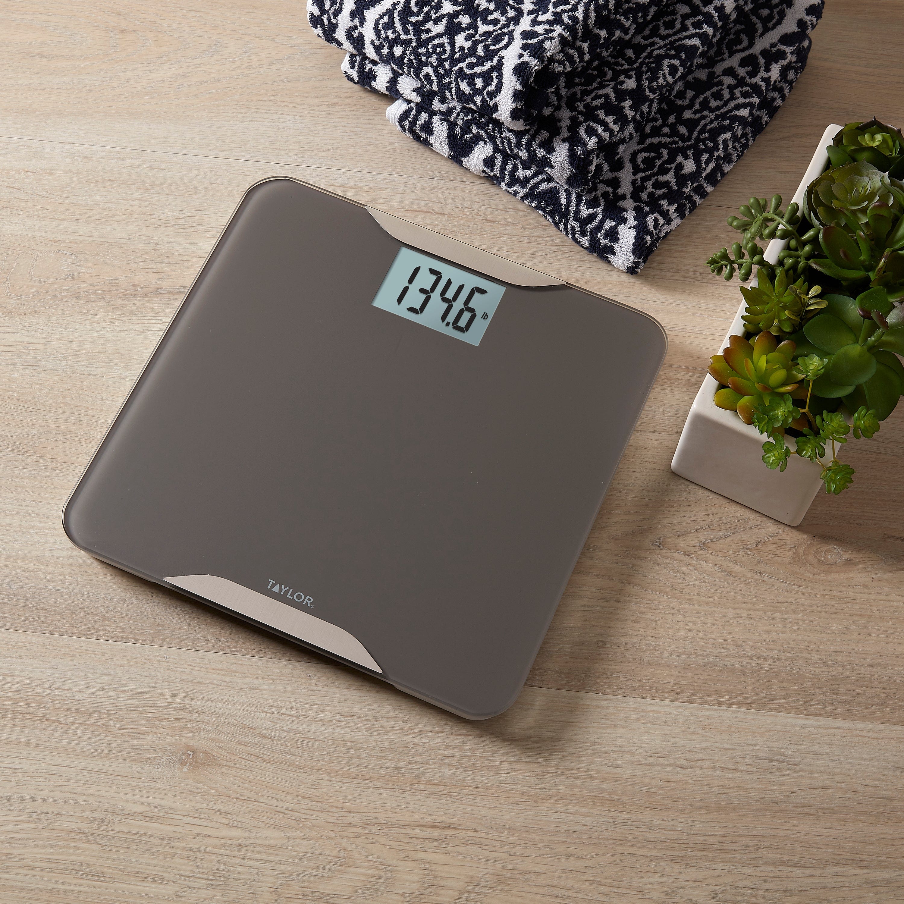 Precision Digital Glass Bath Scale, Taupe with Stainless Steel Accents