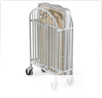 Compact Pinnacle™ Folding Steel Crib w/ Oversized Casters (Foam Mattress), White