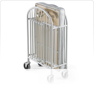 Compact Pinnacle™ Folding Steel Crib w/ Oversized Casters (Foam Mattress), White