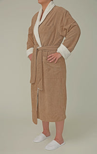 Corduroy Microfiber Shawl Bathrobe, Plush Lined