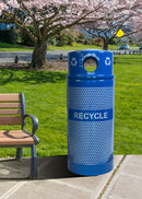 Receptacle W/ Dome Top, Steel, 34 Gal. Recycle Blue Gloss