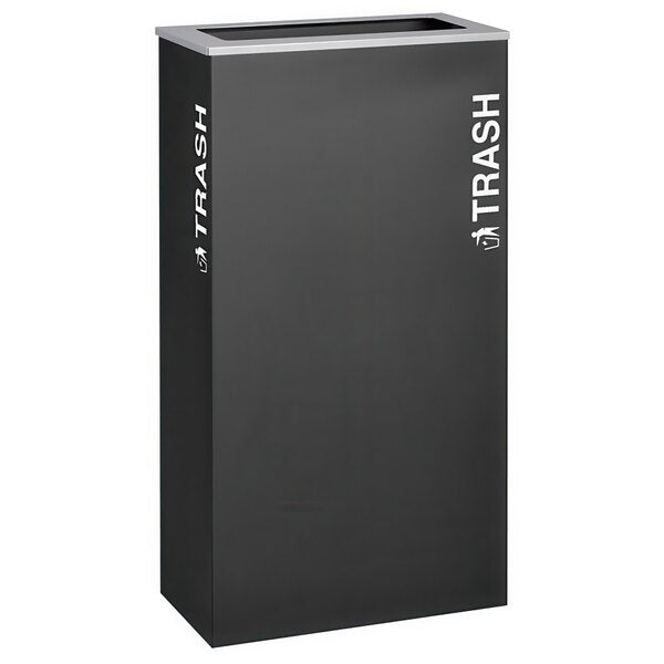 Rectangular Trash, Steel, 17 Gal. Black Texture