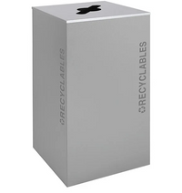 Black Tie Series KD 36 Gal Recycling Receptacle, Hammered Grey Body