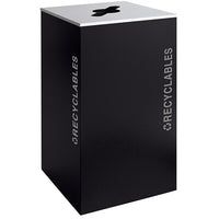 Black Tie Series KD 36 Gal Recycling Receptacle, Pebble Black Body