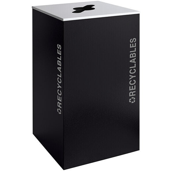 Black Tie Series KD 36 Gal Recycling Receptacle, Pebble Black Body