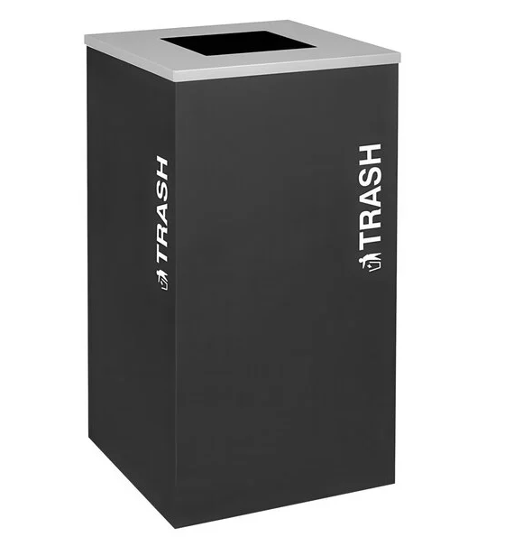 Square Trash, Steel, 24 Gal. Black Texture